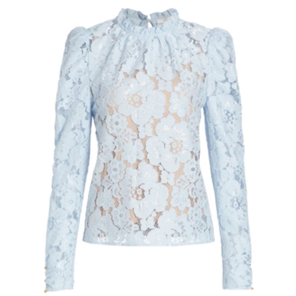 Wayf Light Blue Floral Lace Blouse